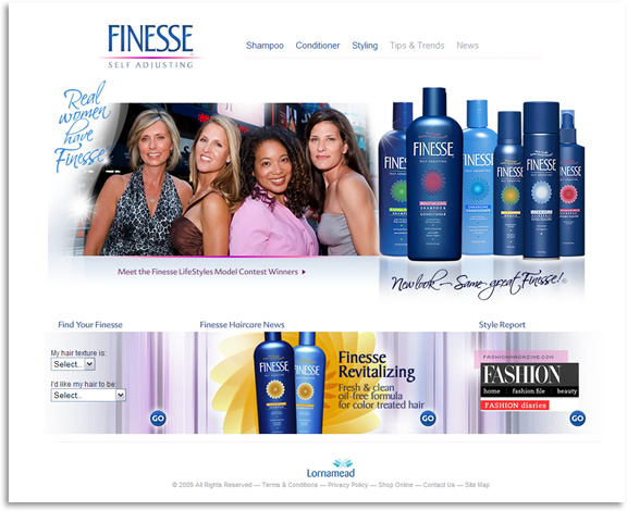 Finesse Haircare website